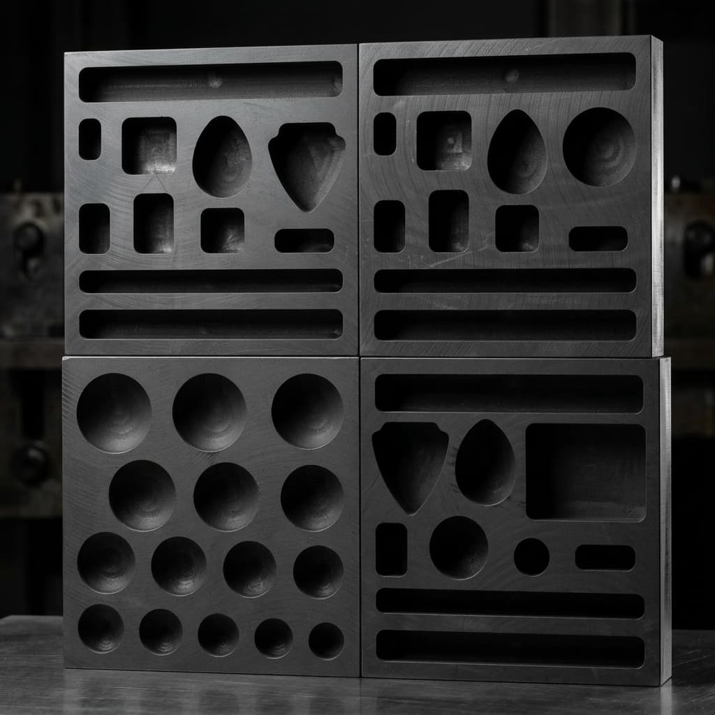 Custom graphite hot press mold assembly for batch production validation